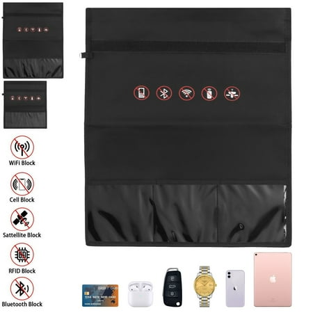 Luxtrada Faraday Mobile Phone Blocker Bag RFID RF Signal Blocker Shielding Safe Pouch bag Black - 13.7*17.3inch