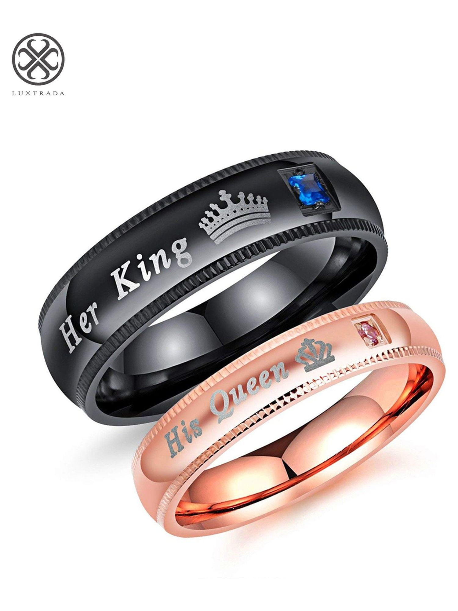 2Pcs/sets Zircon Heart Matching Couple Rings Forever Endless Love Wedding  Ring for Women Men Charm