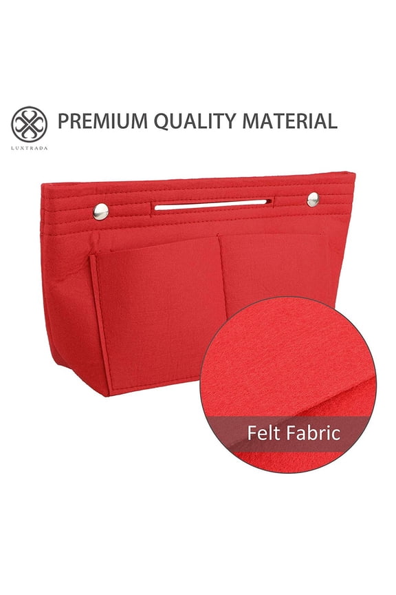 Felt Purse Handbag Organizer Insert Multi pocket Storage Tote Shaper Liner Bag (Red)