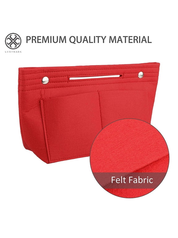 Felt Purse Handbag Organizer Insert Multi pocket Storage Tote Shaper Liner Bag (Red)
