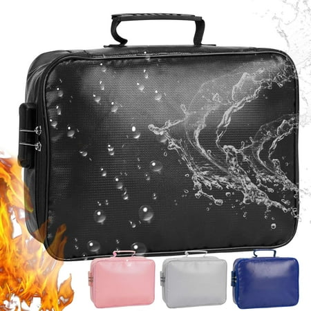Luxtrada Fireproof Document Bag with Lock Zipper Closure Fire & Water Resistant Money Bag Storage Pouch Organizer Case Home Office Travel Bag for Documents Files Money Cards Passport (Black)