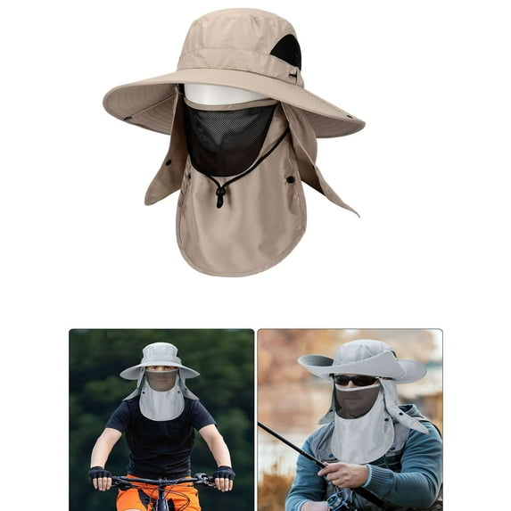 Luxtrada Fishing Hat for Men & Women, Outdoor UV Sun Protection Wide Brim Hat with Face Cover & Neck Flap (White)