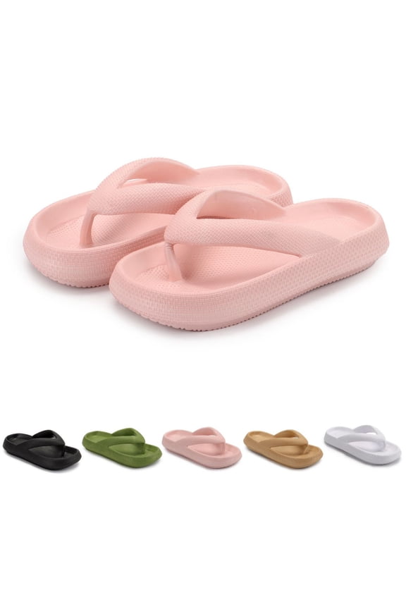 Flip Flops Summer Casual Thong Slippers Outdoor Beach Sandals EVA Flat Platform Comfy Shoes Women Couple Thick Soled Soft Leisure Anti-Slip Flip Flops