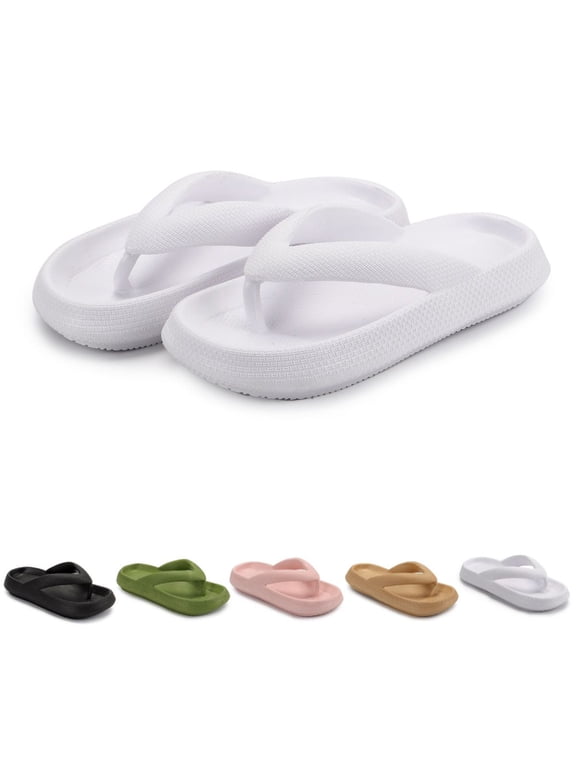 Flip Flops Summer Casual Thong Slippers Outdoor Beach Sandals EVA Flat Platform Comfy Shoes Women Couple Thick Soled Soft Leisure Anti-Slip Flip Flops
