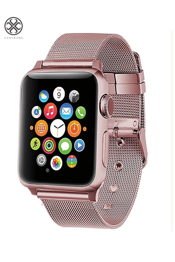 For Apple Watch Band 42MM/44MM, Stainless Steel Mesh Milanese Loop Wristband iWatch Band for Apple Watch SE Apple Watch Series 8/ 7 / 6/ 5 / 4 / 3 / 2 / 1 Nike+ Edition Sport (Rose Gold)