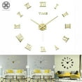 thumbnail image 1 of Luxtrada Frameless Wall Clock, Large Modern 3D Mirror Wall Clock Mute Diy Wall Stickers For Living Room Bedroom Home Decoration (Gold), 1 of 7