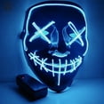 thumbnail image 1 of Luxtrada Glow EL Wire Halloween Mask Ice Blue Plastic Costume Masks, with 4 Light Modes for Adults, 1 of 8