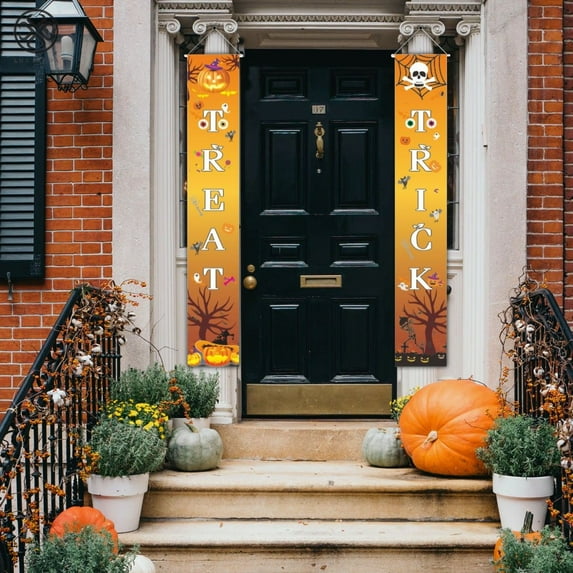 Luxtrada Halloween Decorations Outdoor Halloween Porch Signs Banners Happy Halloween Door Banner for Home Yard Outdoor Indoor Decor 71"x12"