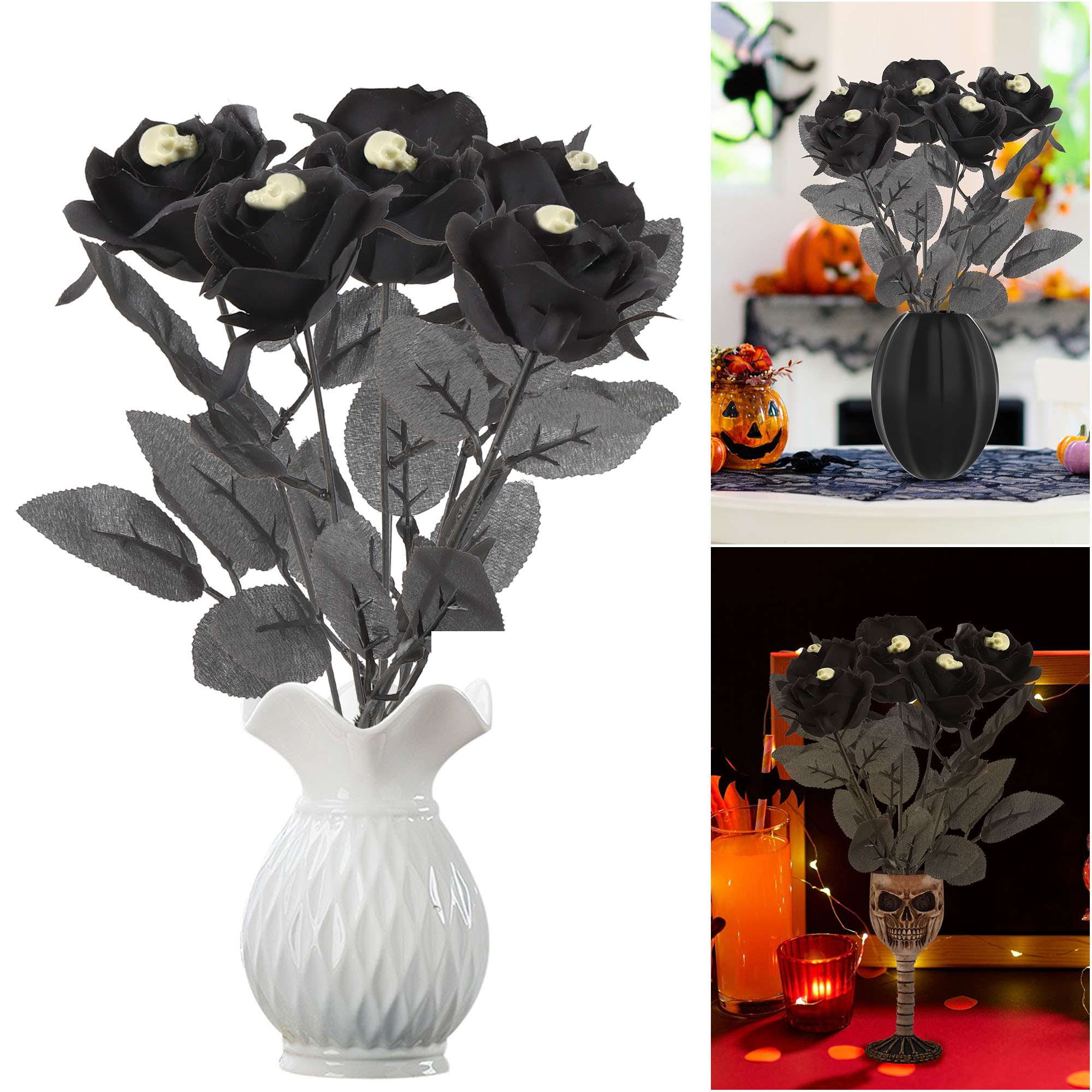 Haloween Roses Luxtrada Halloween Flowers 10/20Pcs Artificial Halloween Rose with ...