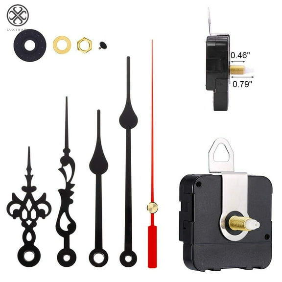 Luxtrada Hands Quartz Clock Movement Battery Operated DIY Wall Clock Movement Mechanism Clock High Torque Long Shaft Clock Movement Repair Parts Replacement Kit (Shaft Length 0.79 Inch/ 20 mm)