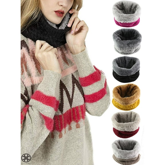 Luxtrada Harsh Winter Double-Layer Soft Fleece Lined Thick Knit Neck Warmer Circle Scarf Windproof for Women Men (Yellow)