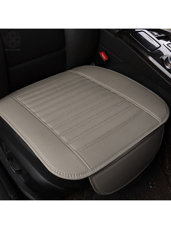 High-Grade PU Leather Car Seat Cushion, Gray, 19.3 x 20.1 in