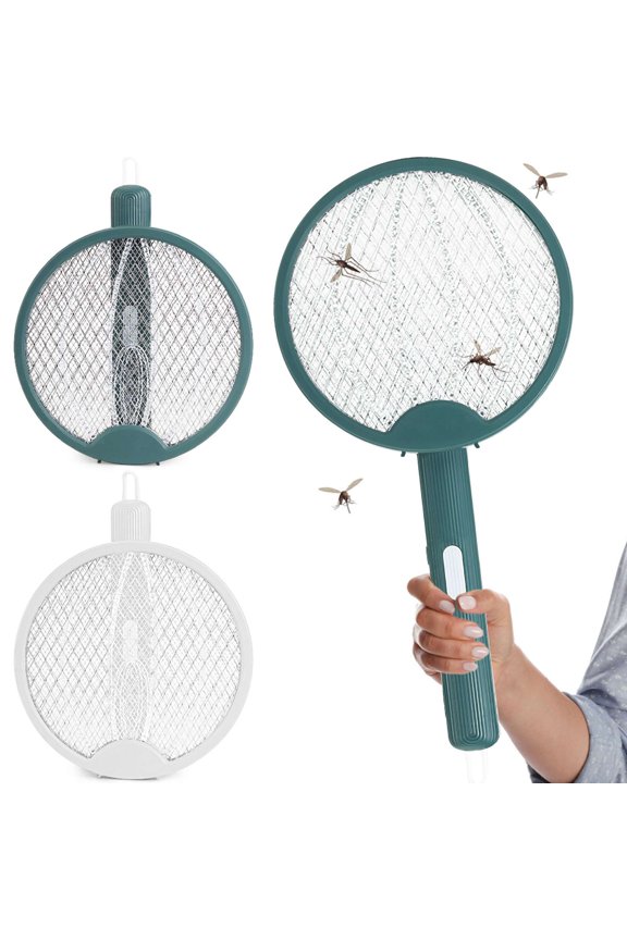 High-voltage Mosquito Zapper Insect Killer Electric Fly Swatter USB Rechargeable (White)