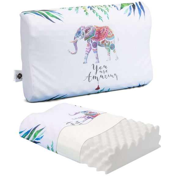 Luxtrada Home Comfortable Natural Latex Dunlop Wavy Sleeping Pillow Soft Standard Pillow for Side with Removable Tencel Cover,White