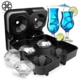 thumbnail image 1 of Luxtrada Ice Cube Trays Diamond Ice Cube Molds Reusable Silicone Flexible 4-Ice Trays Maker with Lid for Chilling Whiskey Cocktails, Funnel Included, Easy Release Stackable Ice Trays with Covers, 1 of 8