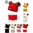 thumbnail image 1 of Luxtrada Infant Toddler Winter Hat Scarf Set for Baby Girl Boy Knitted Warm Fleece Lined Skiing Cap Lovely Pompom Kids Beanie 6-36 Months, 1 of 8