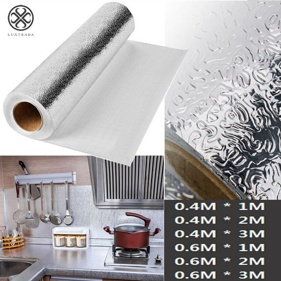 Luxtrada Kitchen Backsplash Wallpaper Stickers, Kitchen Wall Stickers Self Adhesive Kitchen Aluminum Foil Stickers Oil Proof Waterproof Kitchen Stove Sticker
