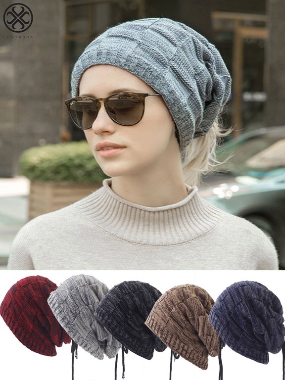 Knitted Scarf Hat Neck Head Warmer Wrap Warm Winter Hats Winter Beanie Hat Scarf Warm Knit Hat Thick Knit Skull Cap for Men Women (Grey)