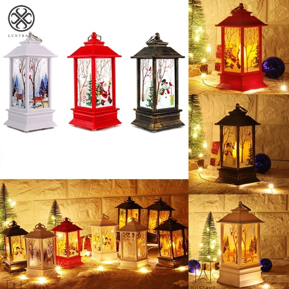 Luxtrada LED Hanging Lantern Santa Claus Snowman Night Light Desk Lamp Christmas Ornament Home Decor