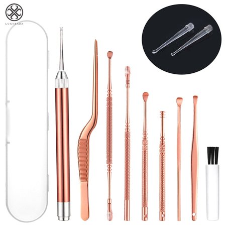 Luxtrada LED Light Ear Wax Removal Remover Kit Cleaning Tool Earwax Pick Cleaner Curette