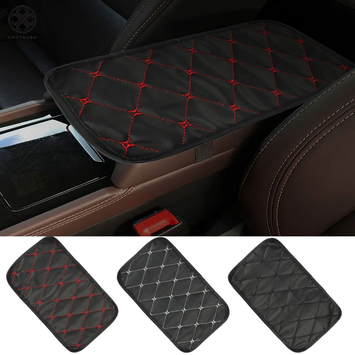 Luxtrada Leather Auto Center Console Cover Pad, Waterproof Car Armrest Cover Auto Center