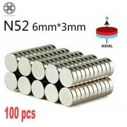 Luxtrada Lots 100packs 6mm X 3mm Neodymium Disc Strong Rare Neodymium Earth N52 Small Fridge Magnets
