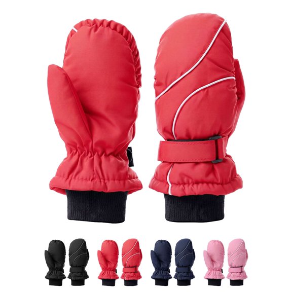 Luxtrada Lovely Ski Gloves Winter Outdoor Snow Warm Mitten Kids Gloves with Warm Fleece Lining Mitten for Kids Boys and Girls (Suit 4-9 years)