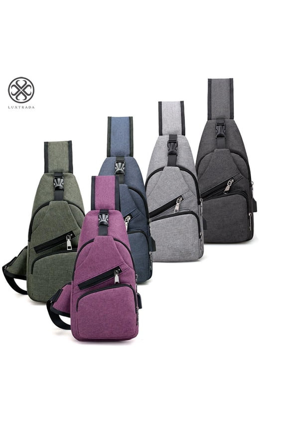 Men Belt Charging USB Port Chest Bag Fashion Multi-Function Waist Packs (Blue)