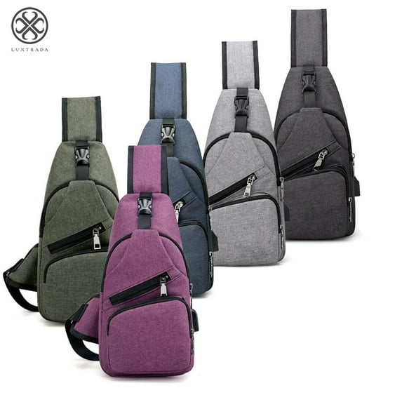Luxtrada Men Belt Charging USB Port Chest Bag Fashion Multi-Function Waist Packs (Purple)