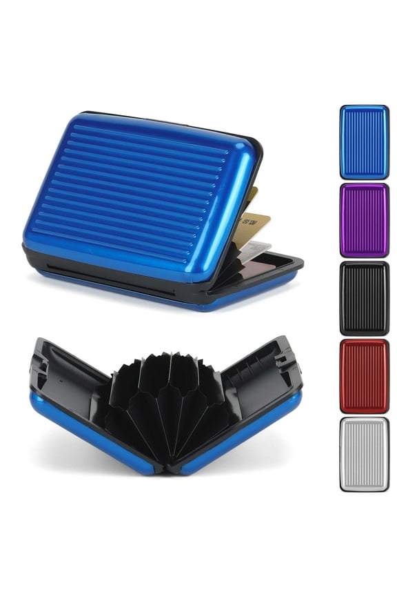 Men Women RFID Blocking Credit Card Holder Pocket Purse Case Security Wallet (Blue)