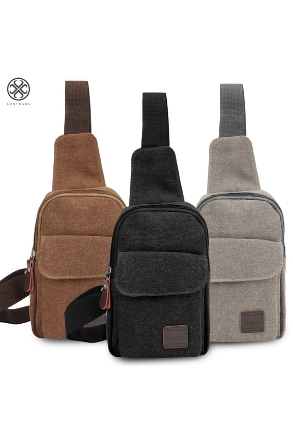 Men's Crossbody Bags Canvas One Shoulder Backpack Oblique Chest Pack Fashion Shoulder Bag