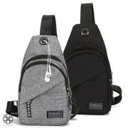 Luxtrada Mens Sling Bag Chest Shoulder Backpack Fanny Pack Crossbody Travel Sport Black