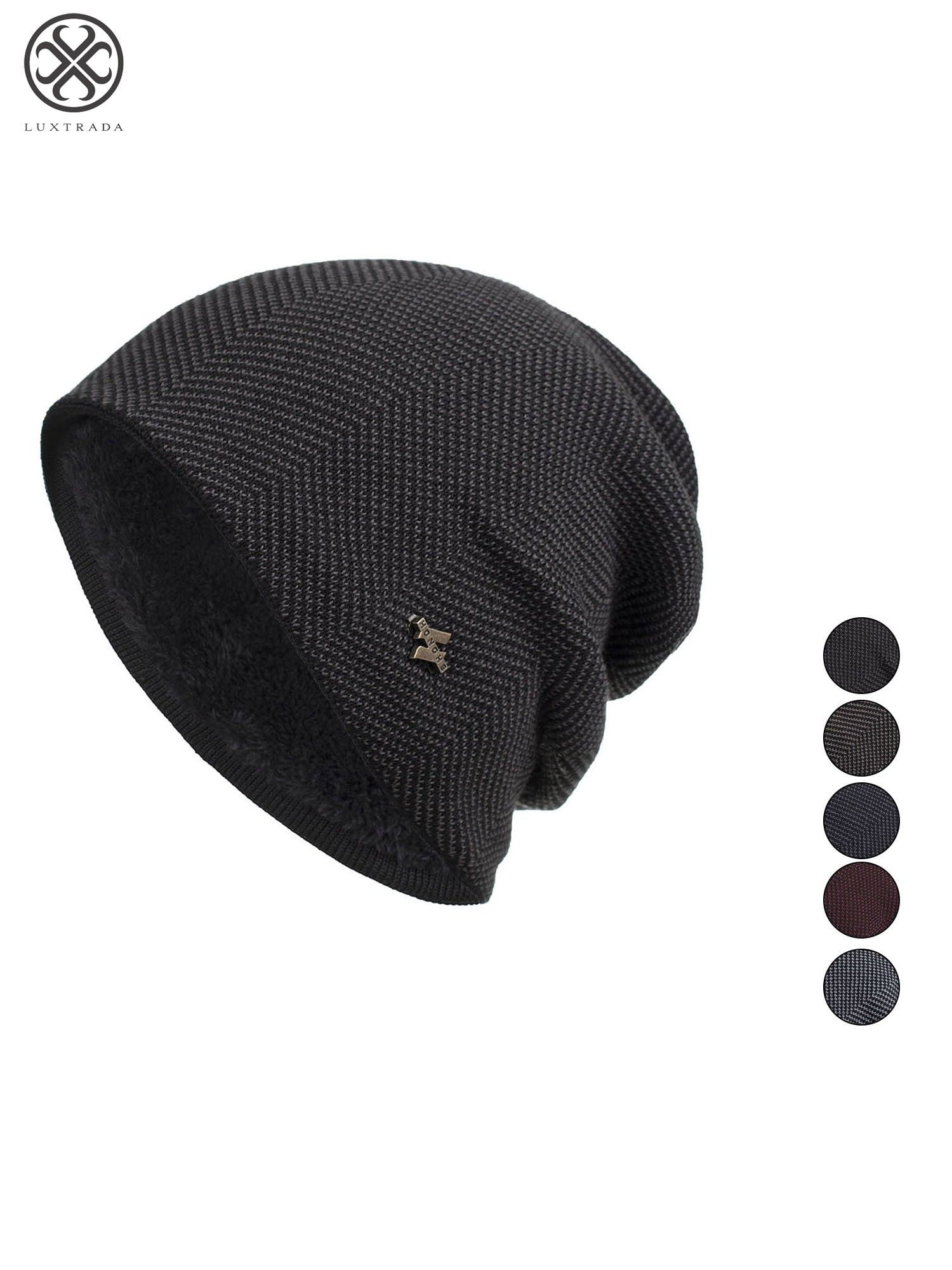 Luxtrada Mens Winter Warm Knitting Hats Plain Skull Beanie Cuff