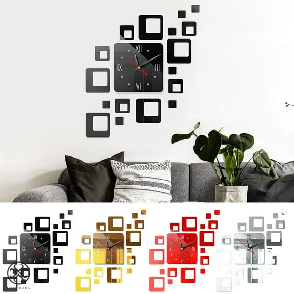 Luxtrada Modern DIY 3D Large Wall Clock Mirror Surface Sticker Art Design Home Decor Room