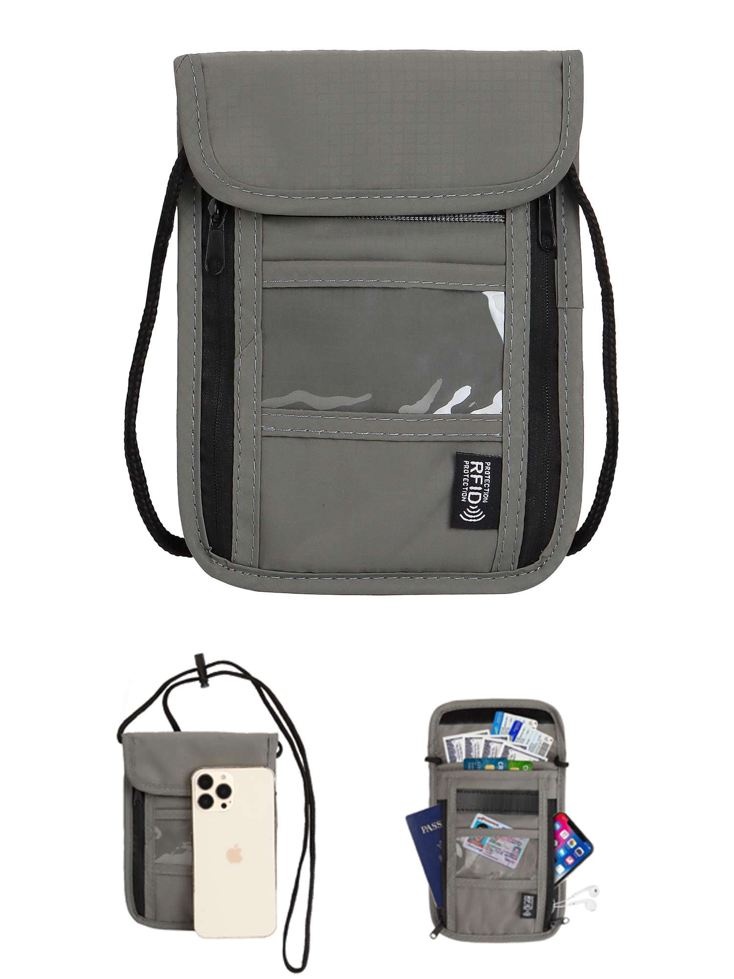 Luxtrada Neck Wallet Passport Holder & Travel Pouch w/RFID Blocking