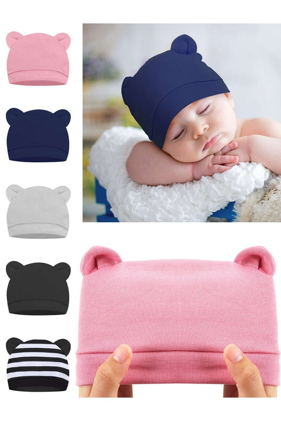 Newborn Baby Beanie Preemie Boys Hats Autumn Winter Newborn infant Hospital Hats for Girls 0-6 Months (Black and White)