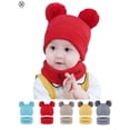 thumbnail image 1 of Luxtrada Newborn Kids Baby Boy Girl Pom Hat Winter Warm Knit Bobble Beanie Cap Scarf Set (Red), 1 of 7