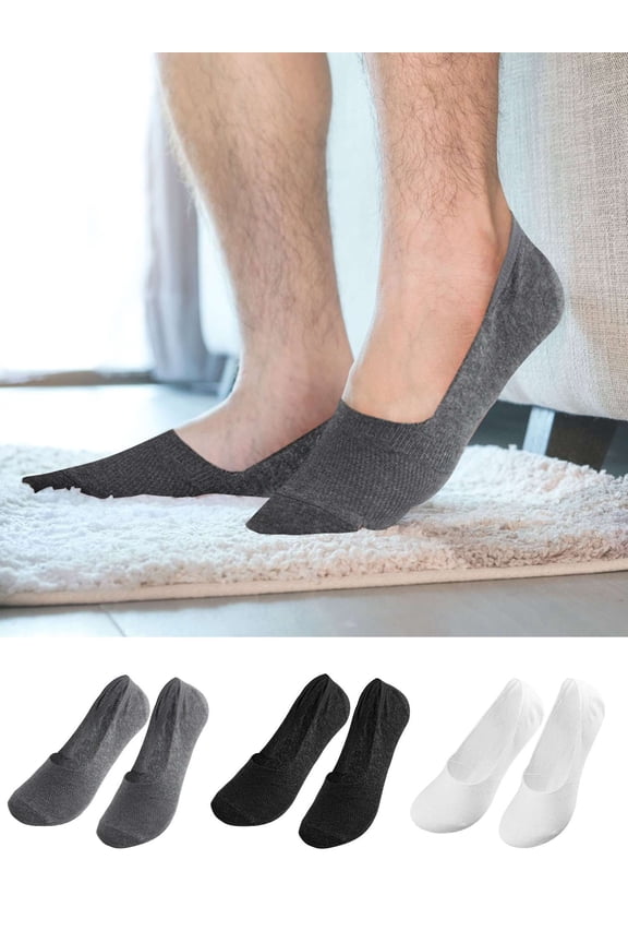 No Show Socks Men 6 Pairs Invisible Low Cut Socks Non Slip Short Socks Size 7-10 (Black)