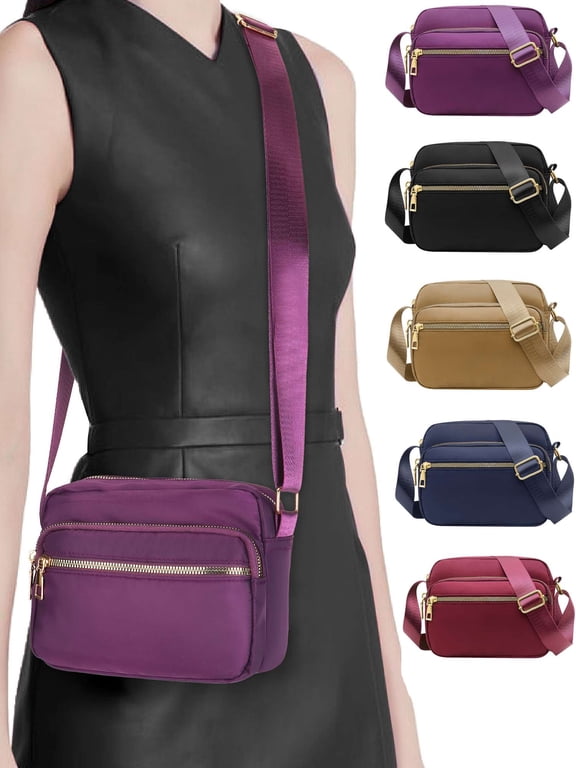 Nylon Crossbody Bags Purses and Handbags Waterproof Casual Messenger Bags for Women (Purple)