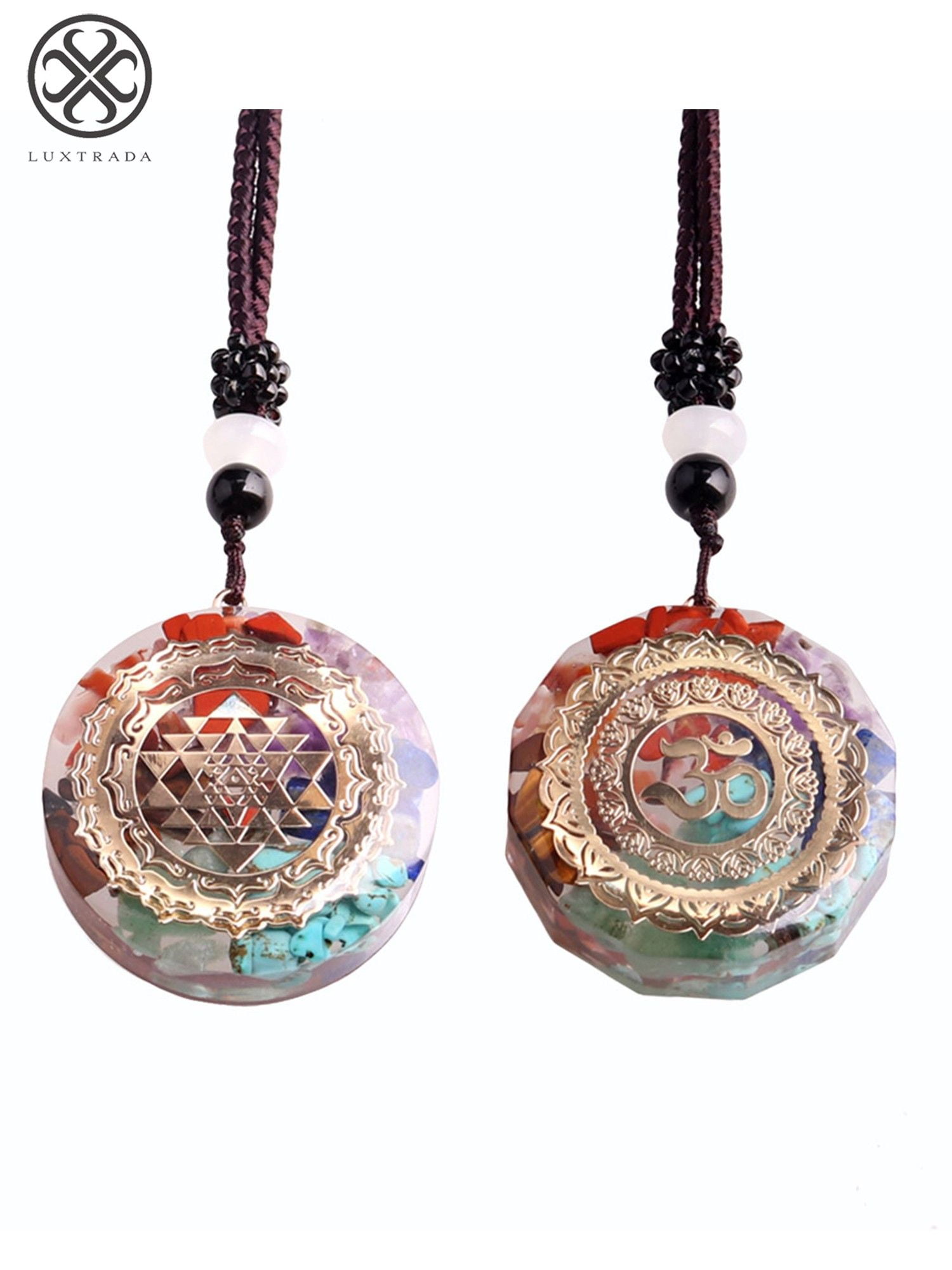 Luxtrada Orgonite Necklace Sri Yantra Pendant Sacred Geometry