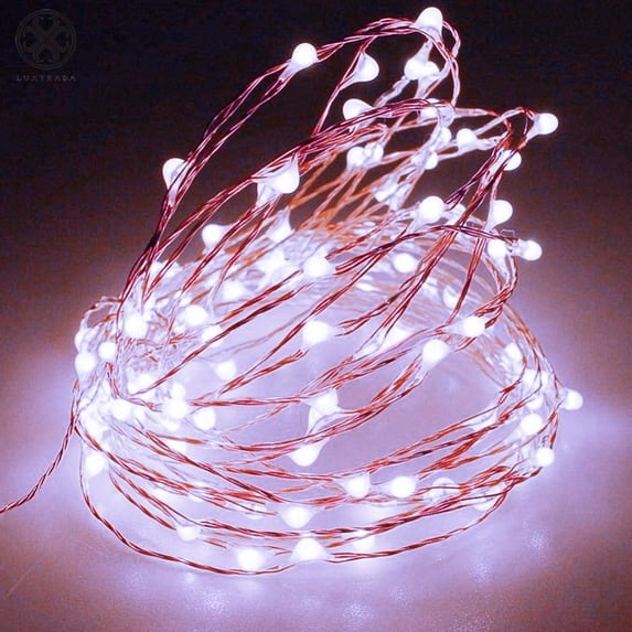 Luxtrada Outdoor String Lights,200 LED Solar Fairy Lights 65 feet 8 Modes Copper Wire Lights Waterproof Outdoor String Lights for Garden Patio Gate Yard Party Wedding Indoor Bedroom (White)