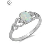 Luxtrada Oval White Fire 925 Sterling Silver Gemstone Jewelry Lab Created Fire Opal Ring For Women Fashion (Size 6)