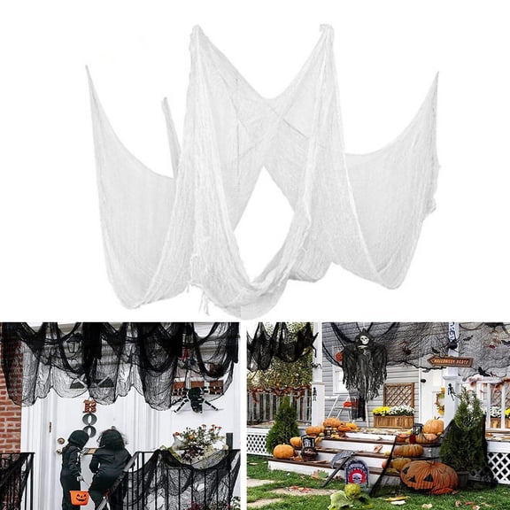 Luxtrada Pack of 3 Halloween White Creepy Cloth Spooky Fabric Cloth for Haunted House Halloween Party Doorway Outdoors Decoration, 30 Inches x 72 Inches