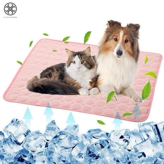 Luxtrada Pet Dog Self Cooling Mat Pad Ice Silk Mat Pet Cooling Non Sticking Blanket Keep Pets Summer Cool Comfort for Cats and Dogs Home (Pink,Size L)