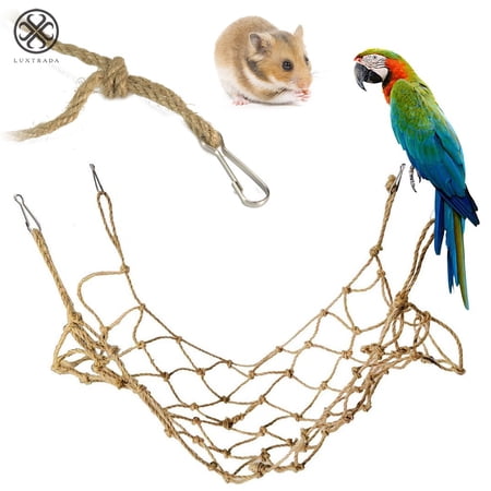 Luxtrada Pet Parrot Perch Bird Climbing Net Jungle Fever Swing Rope Animals Ladder Toys (19.7*15.8inch)