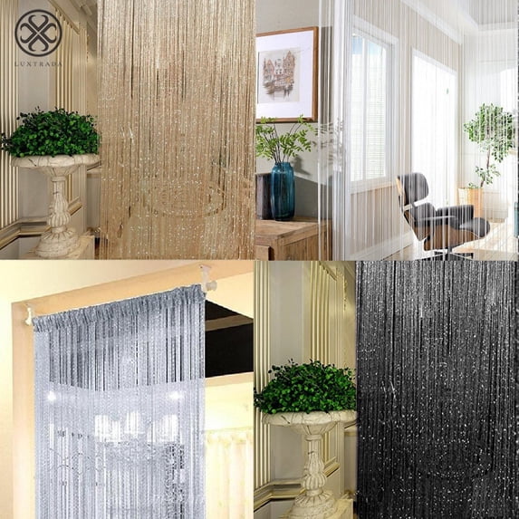 Luxtrada 1pcs Crystal Tassel Fringe Beaded Window Panel Darkening Energy-Efficient Thermal Curtain Panel Gray