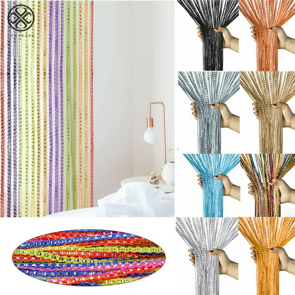Luxtrada Glitter String Door Curtains, Striped Tassel Curtain Window Fringe Panel Room Dividers Doorway Fly Screen Wedding Home Decoration, 8 Colors, 100 x 200cm
