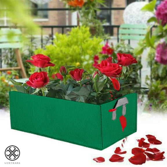 Luxtrada Portable Raised Plant Bed Garden Flower Planter Elevated Vegetable Box Planting Grow Bag Fabric Garden Bed Rectangle Breathable Planting Container Grow Bag Planter Pot Box (Green)