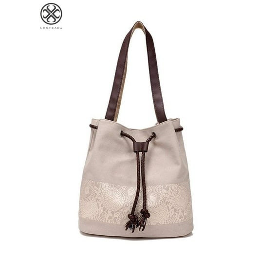 Luxtrada Printing Canvas Shoulder Bag Retro Casual Handbags Messenger Bags For Travel Messenger Women (White)