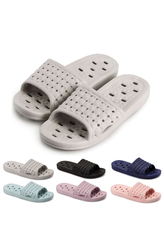 Quick Drying Shower Slippers non-slip Bathroom Slippers Drain Holes Shower Shoes for Women and Men Dorm pool gym